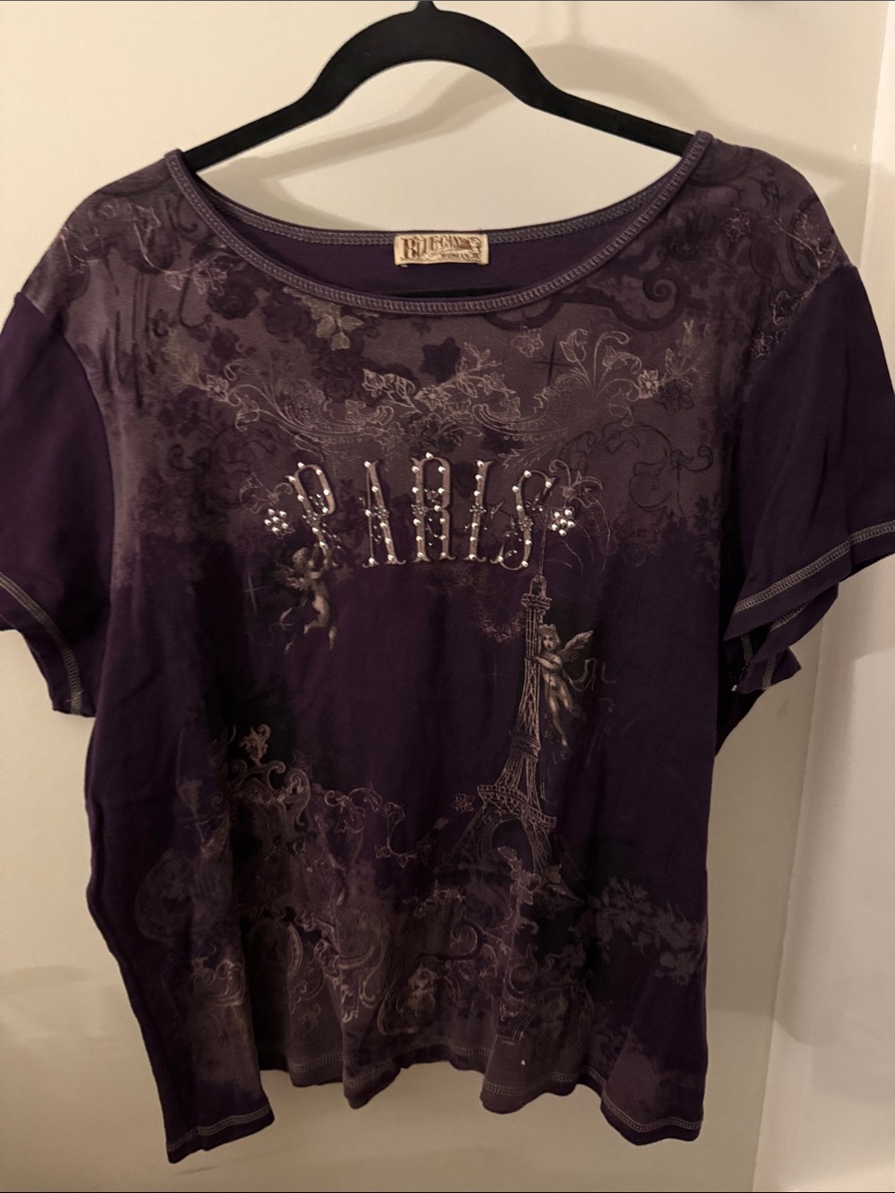 Vintage Y2K Blue Canyon Clothing Paris Eiffel Tower Graphic Top Plus Size 3X
